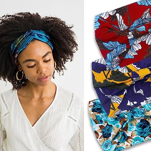 IVARYSS Wide Headbands for Women, Knotted Head Wraps & Turbans, 6 Pack African Style Hair Accessories