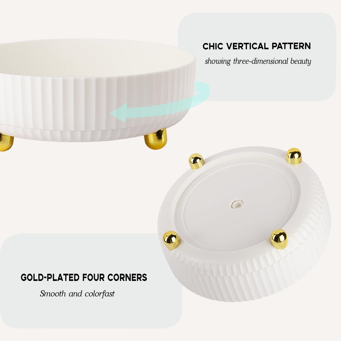 Anyoifax Makeup Perfume Organizer Tray 360 Degree Rotating Lazy Susan Skincare Lotion Organizer Spinning Cosmetics Storage for Dresser, Vanity, Bathroom Countertop, Small White & Large White