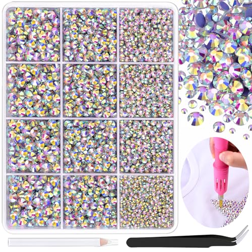 6800pcs Hotfix Rhinestones Crystal AB 2-5mm Mixed Sizes