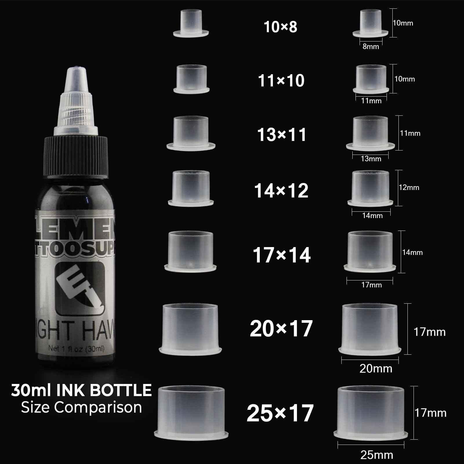 Tattoo Ink Caps with Base Full Size Tattoo Ink Cups-100pcs Clean Ink Cup for Tattoo Permanent Makeup Pigment Container Tattoo Accessories,Tattoo Ink,Tattoo Supplies (17×14mm(100PCS))