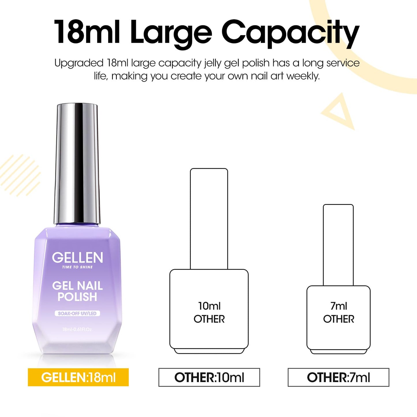 Gellen Gel Nail Polish, 18ml Yellow Gel Polish Soak Off UV LED Nail Gel Polish Nail Art Design Manicure Salon Home DIY Salon Gel Gifts for Women Girls 0.6OZ #911