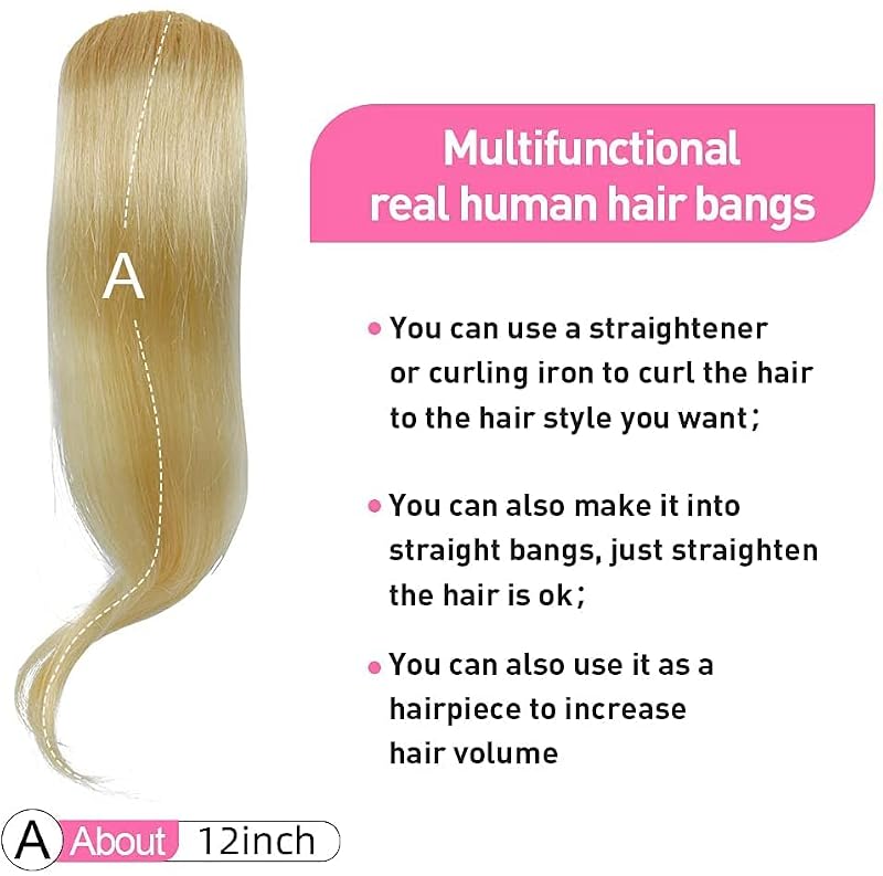 2 Pack Clip-in Wave Side Bangs Human Hair Blonde Extensions
