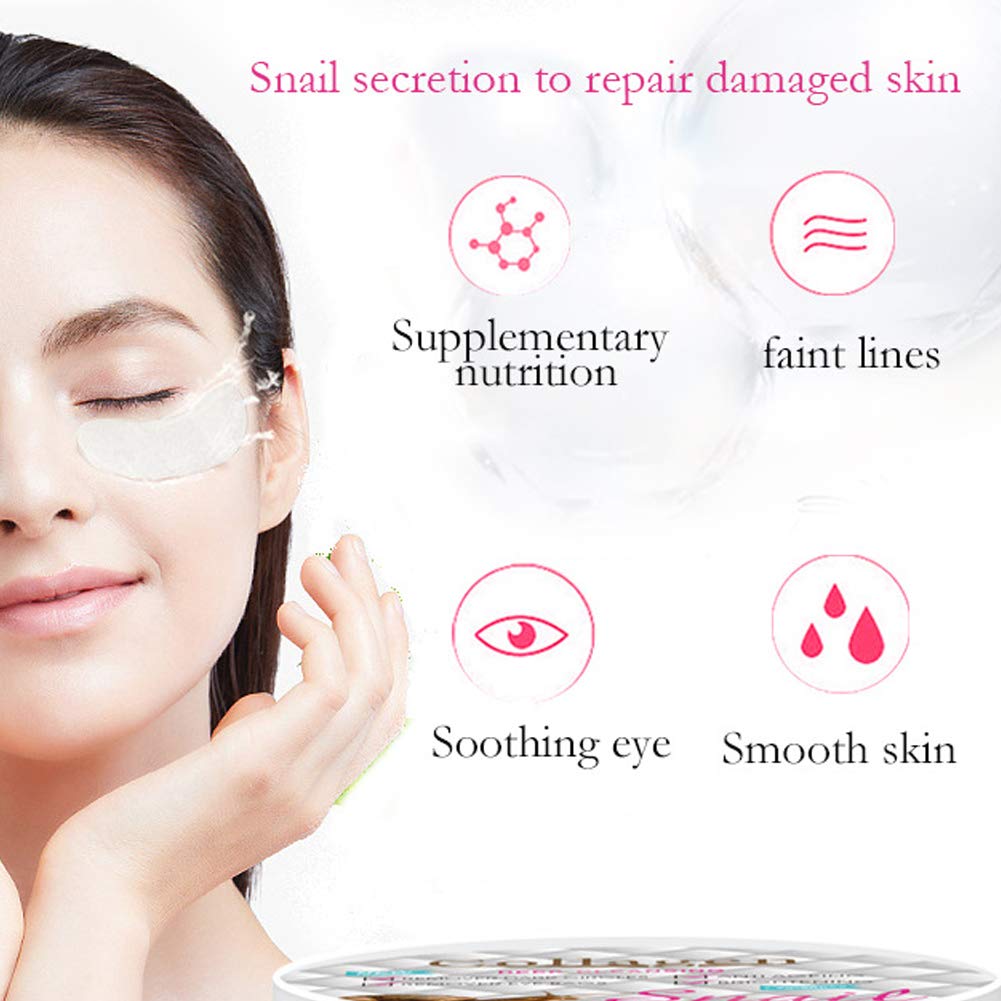 Sonew 60pcs Snail Collagen Eye Patch, Eye Patch for Soothing Eye Bag Dark Circle Removal Eye Care Pads