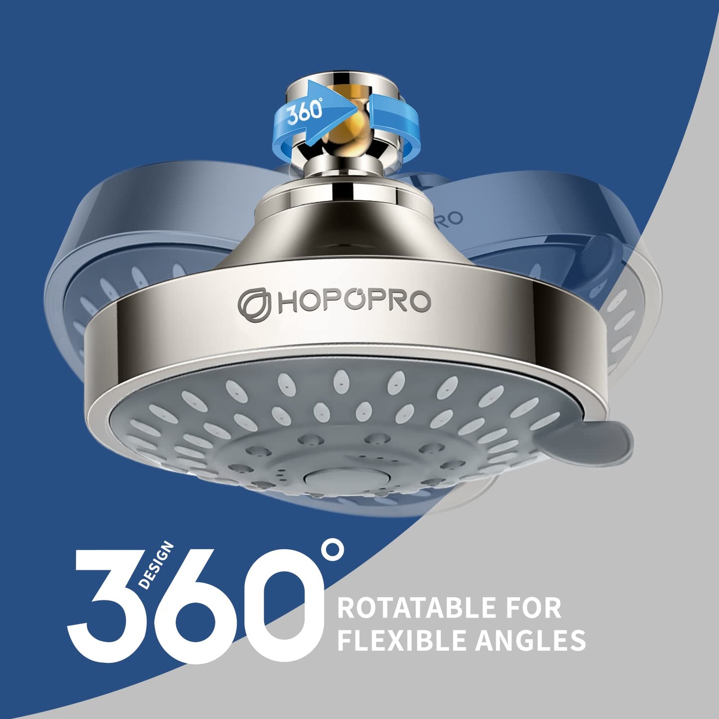 HOPOPRO 5-Mode High Pressure Shower Head - Consumer Reports, The Washington Post, NBC News, TODAY TV Show Recommended - High Flow Fixed Showerheads Bathroom Rain Showerhead (4 Inch Brushed Nickel)