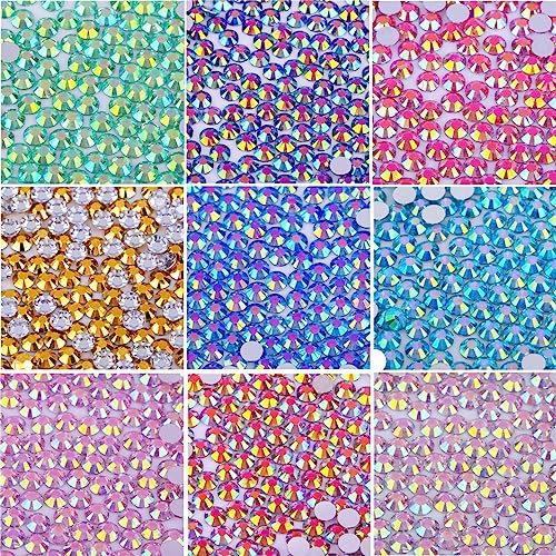 3000 Pieces SS12 3mm Flatback AB Rhinestones Clear Glass Round Gems Crystals for Nail Art DIY Crafts Clothes Shoes Bags （White）