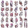 30 Sheets Waterproof Temporary Tattoo Stickers - Japanese Cat Design