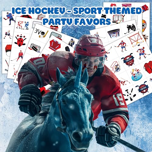 96PC Ice Hockey Temporary Tattoos for Kids – Sports Party Favors