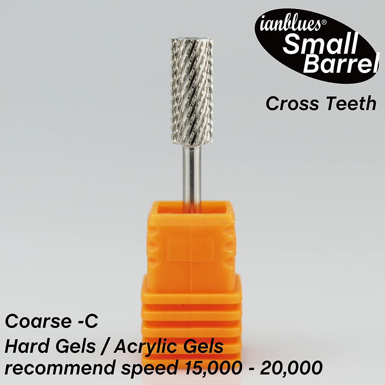 ianblues Nail Drill Bit, Small Barrel, Professional E-filing for Acrylics and Gel Nails, Slim Edition, 3/32” (Coarse -C)