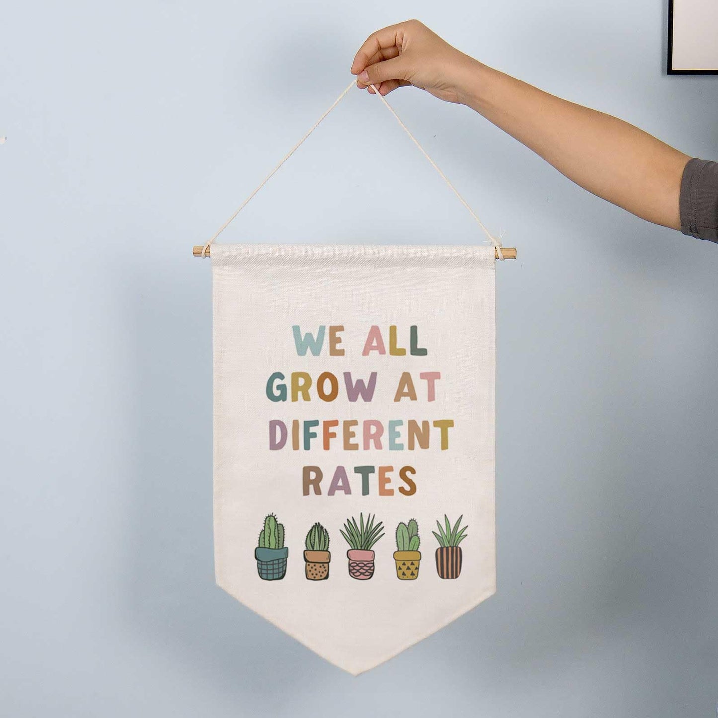 We All Grow At Different Rates Boho Classroom Decor, Classroom Poster, Wall Banner, Flower Decor, Playroom Decor, Be Kind, Child Art, Succulents Poster, School Psychologist Decor