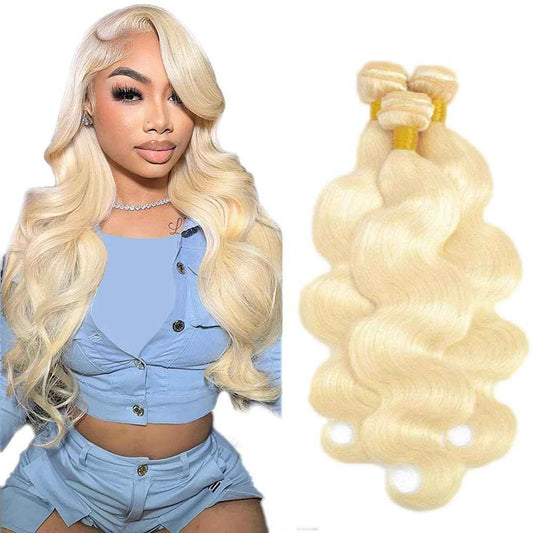 #613 Blonde Bundles Human Hair Body Wave Bundles 18 18 18 Inch Honey Blonde Body Wave Bundle Human Hair Extensions Unproceesed Virgin Hair 100 Gram Per Bundle 3 Bundle