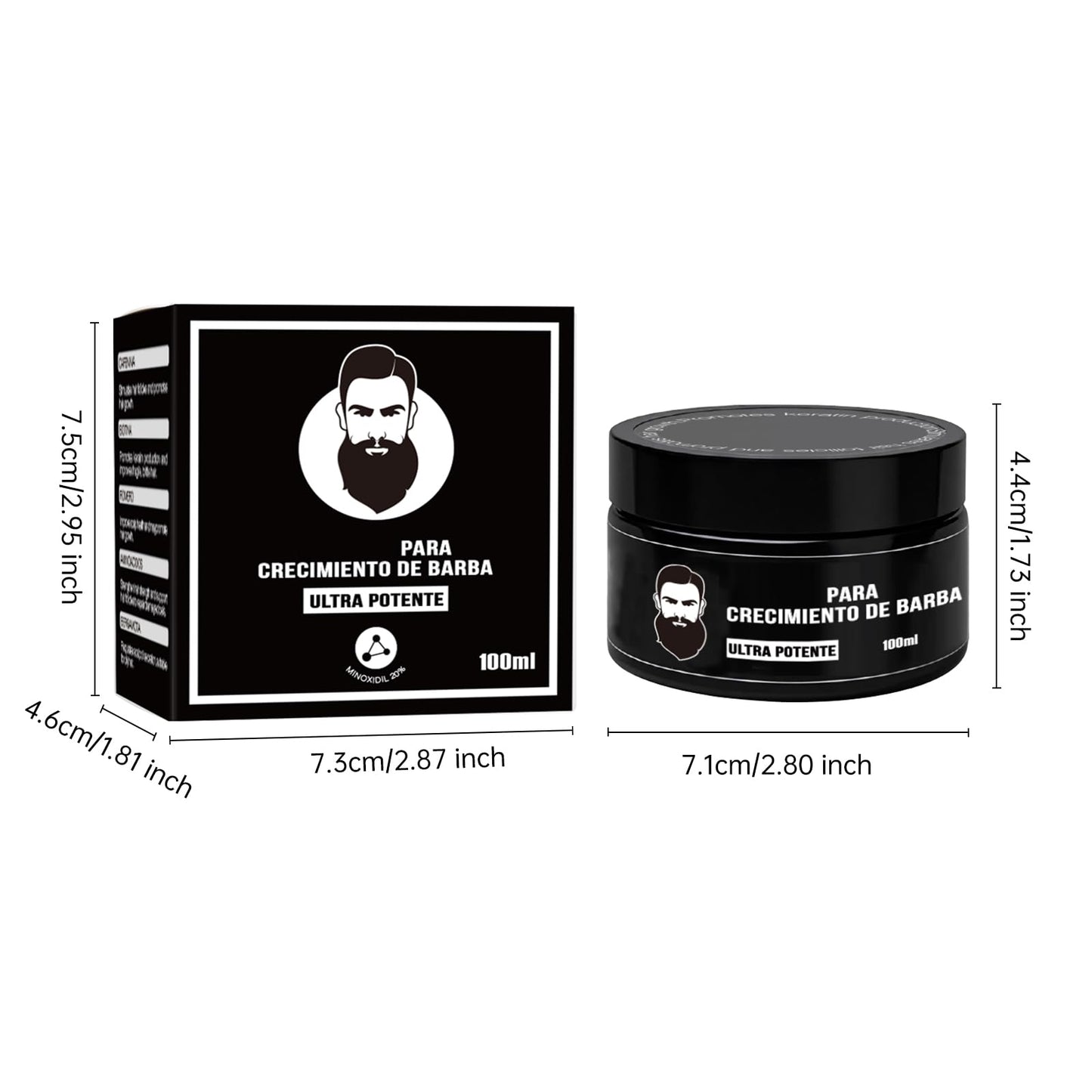 Estimulante Para Barba – Bálsamo de Crecimiento Ultra Potente, Barba Crema, Beard Growth Balm, Moisturizes & Strengthens Beard, 100 ml / 3.5 oz(3PC)