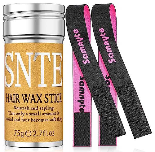 Wax Stick for Wigs, Lace Front Wigs & Flyaways, with Wig Bands & Elastic Bands for Keeping Wigs in Place No Slip