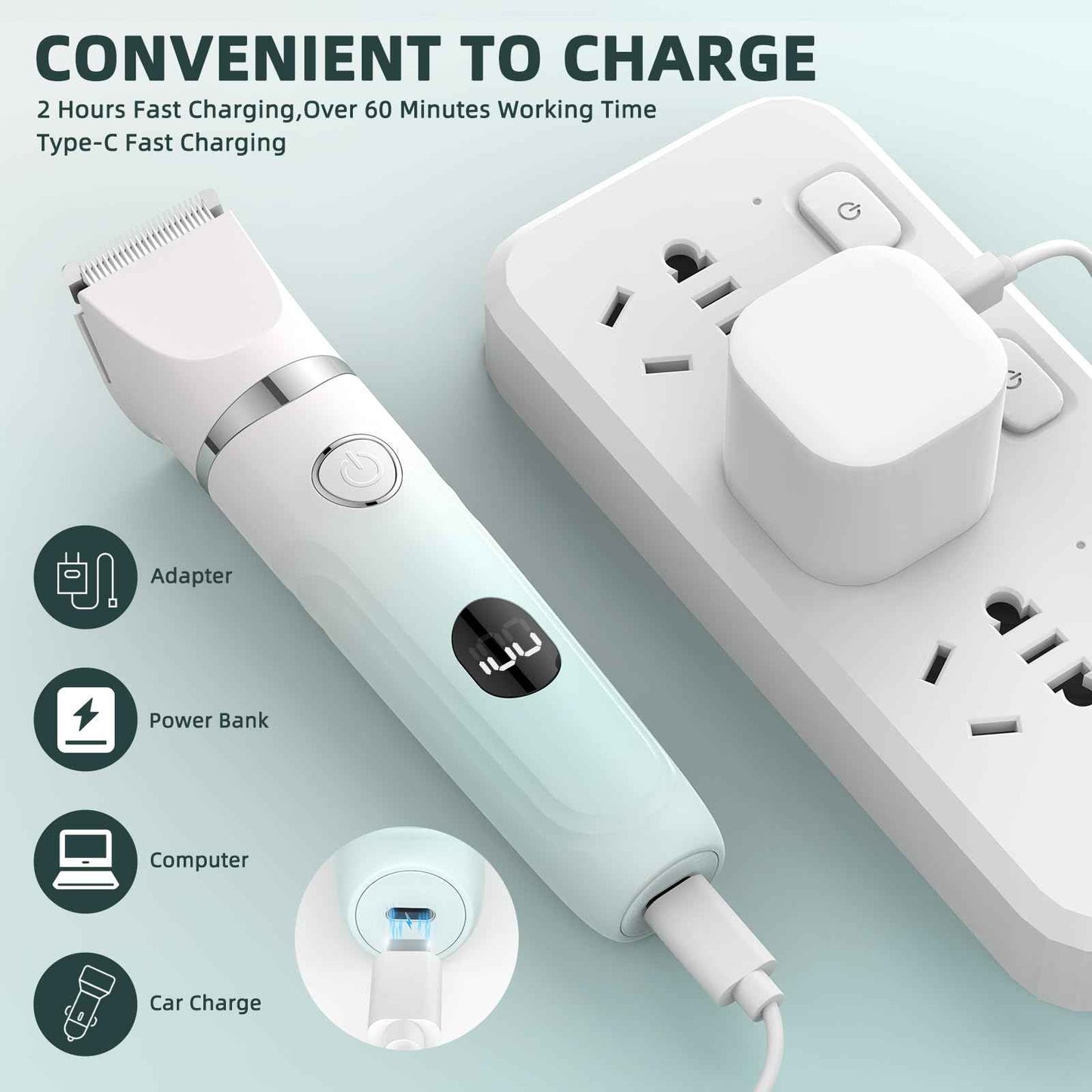 Bilitase Bikini Trimmer for Women,3-in-1 Electric Shaver for Women,Rechargeable Painless Pubic&Facial Razor for Sensitive Skin,Lip,Arms,Legs with LED Display (Gradient Green)