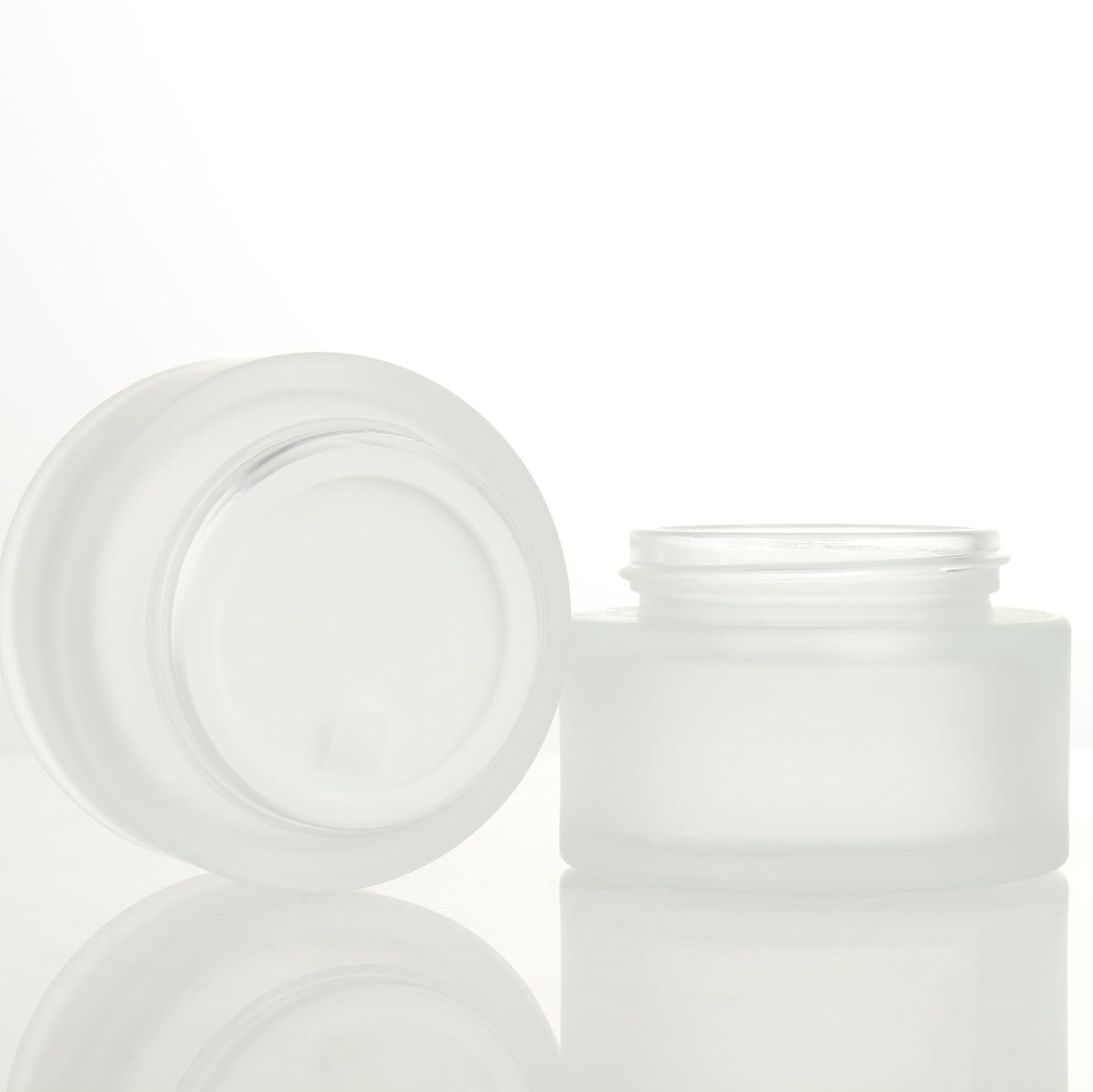 COSIDEA 6pcs Empty 1.7 OZ/50g Round Frosted Glass Jars with Bamboo lids, Bamboo Cream Jar Refillable Cosmetic Travel Containers for Lip Balm, Ointments, Lotion Packing