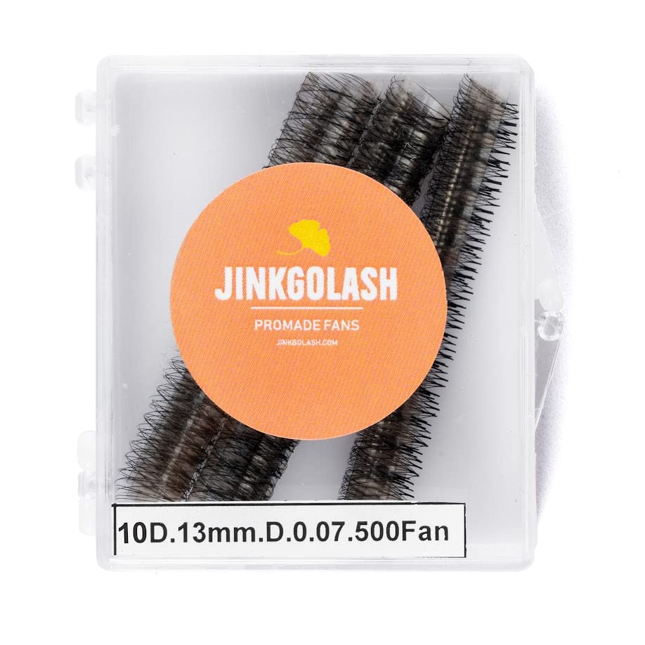 JINKGOLASH 500 Eyelash Extension Promade 4D to 16D Not Premade, Ultra Lash Fans 0.03/0.05/0.07mm Thickness, C D Curl Lashes, 8 - 16mm Length for Easy Volume Individual Eyelash Extensions Clusters DIY(10D-0.05-D (10mm))