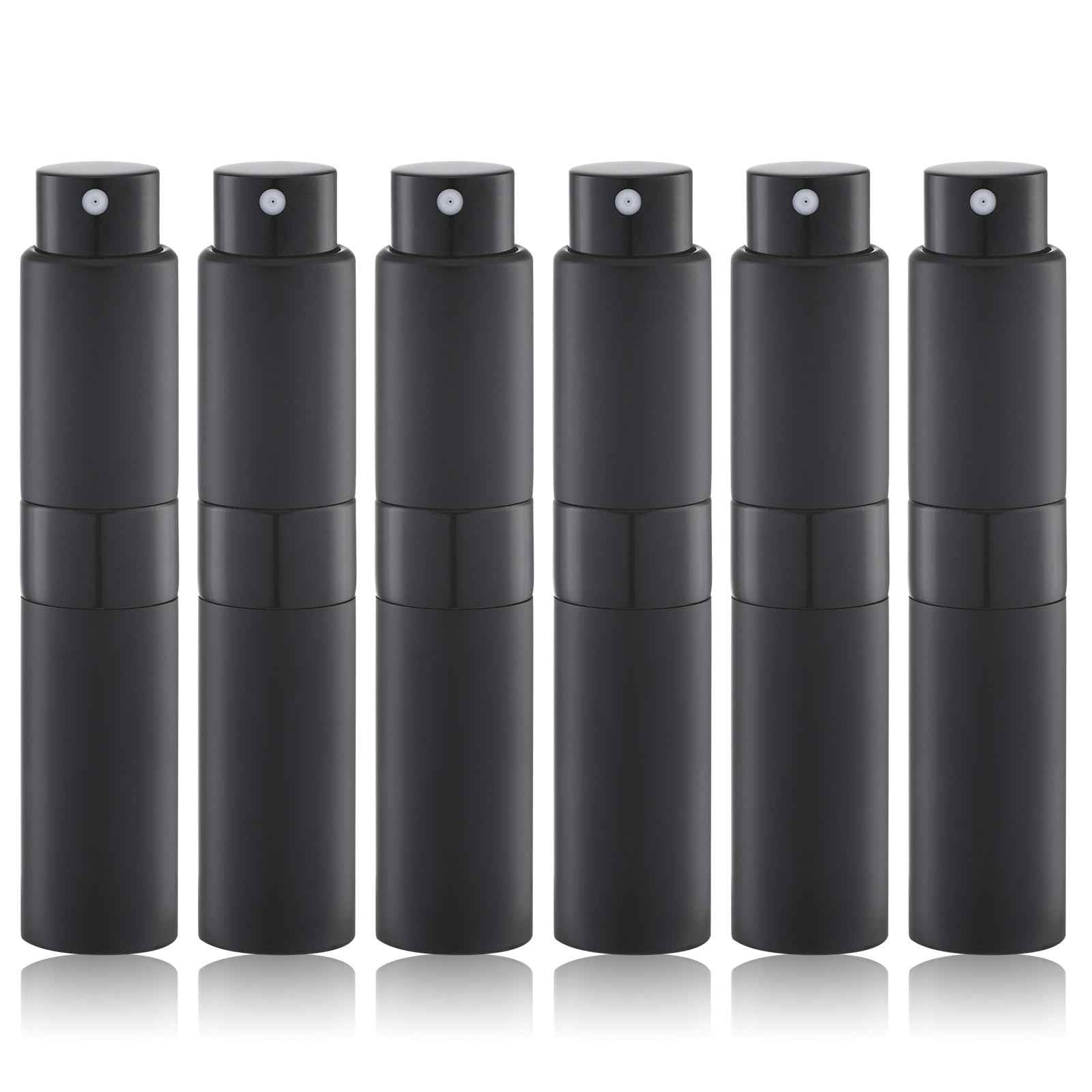 Lulupack Travel Perfume Bottle Refillable - Cologne Spray Atomizer Mini - Small Travel Size Empty Sprayer for Refill Sample Container - Portable Fragrance Decant Dispenser for Women Men 5ml 6PCS Black