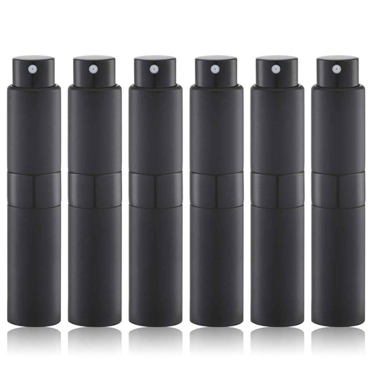Lulupack Travel Perfume Bottle Refillable - Cologne Spray Atomizer Mini - Small Travel Size Empty Sprayer for Refill Sample Container - Portable Fragrance Decant Dispenser for Women Men 5ml 6PCS Black