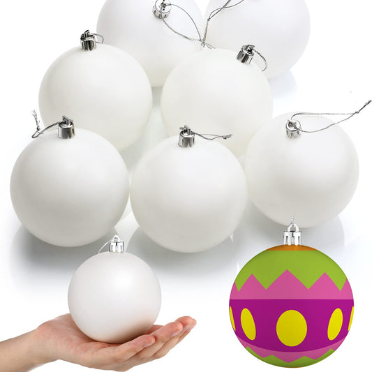 Zubebe Christmas Large Blank White Ball Ornaments, 3.15 Inch DIY Christmas Balls White Ball Hanging Ornaments DIY Craft Activities for Christmas Tree Gift Box(Matte White,24 Pcs)