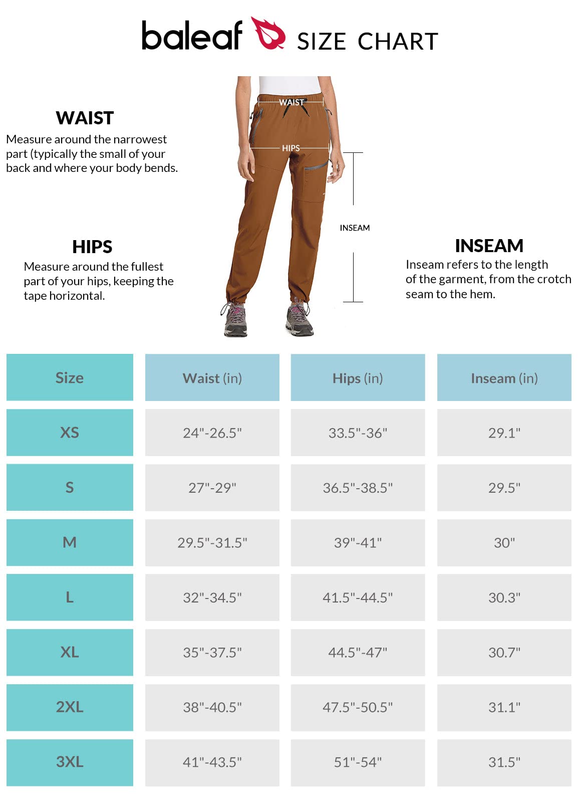 BALEAF Women's Hiking Pants Quick Dry Water Resistant Lightweight Joggers Pant for All Seasons Elastic Waist Caramel Size XS