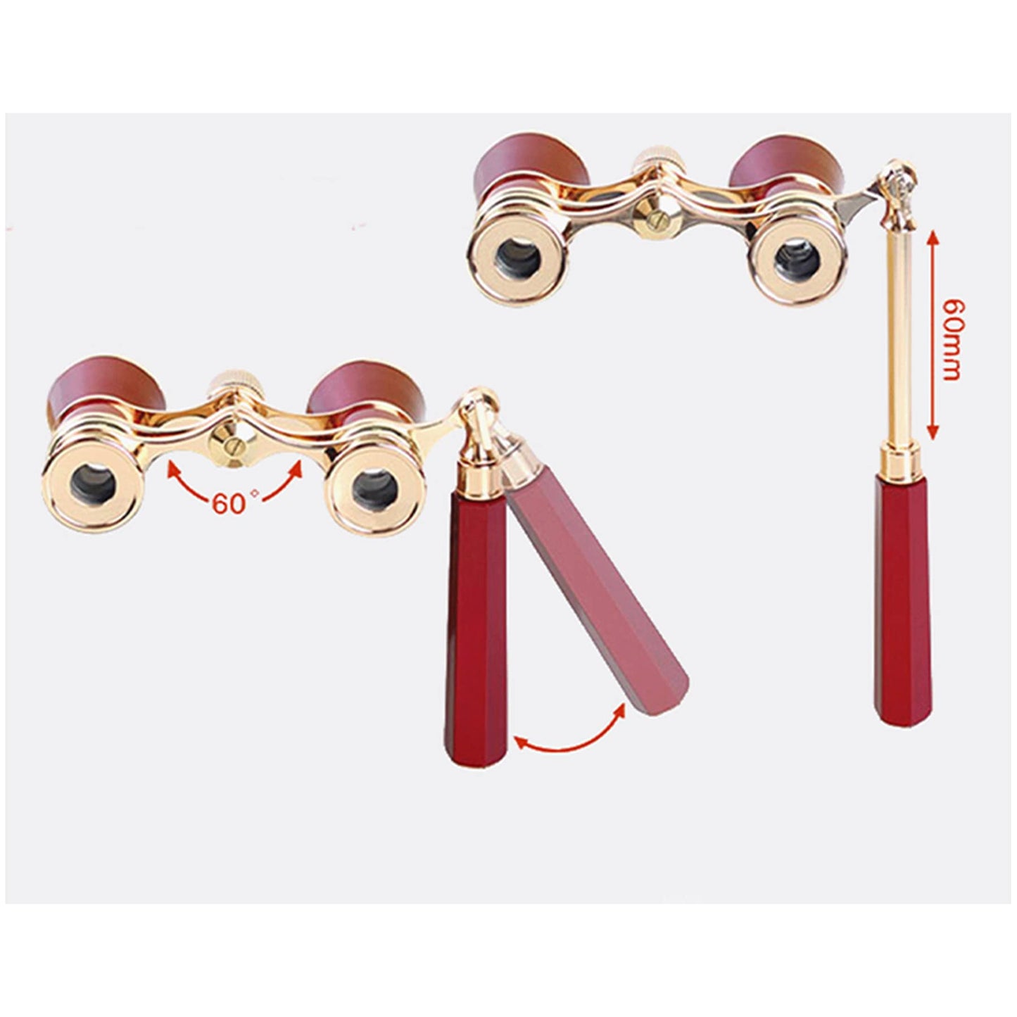 Yourelexit® Opera Glasses Binoculars 3X25 Lorgnette Theater Glasses Optical BK9 Mini Compact Lightweight Built-in Foldable Adjustable Handle Vintage for Adults Kids Women in Musical Concert Cinema