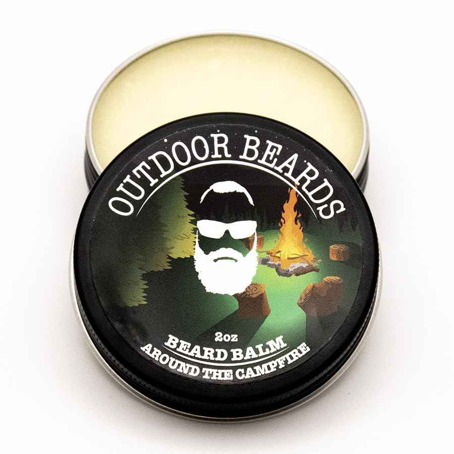 Outdoor Beards Beard Balm | 2 oz Cleansing Balm for Beards Short or Long | Beard Conditioner for Men | Essential Moisturizer for Every Man's Beard | Leave Hair and Skin Healthy (Around the Campfire)