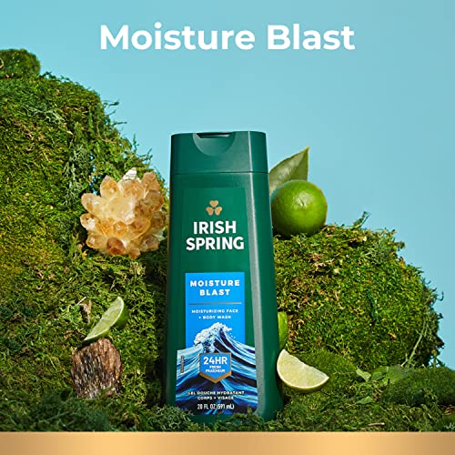 Irish Spring Moisture Blast Body Wash for Men, 20 Fl Oz (Pack of 2) & Moisture Blast Body Wash, 30 Oz Pump
