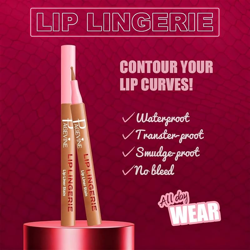 Waterproof Lip Liner Pencil - Long Lasting, Transfer-Proof Contour