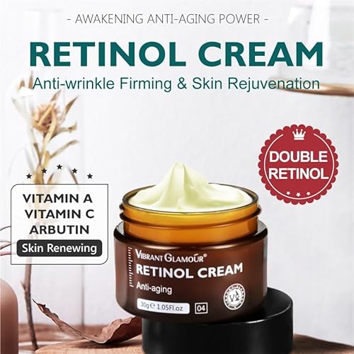 Retinol Anti Aging Face Cream & Essence, Vibrant Glamour Aging, Vibrant Glamour Retinol Cream Anti Aging, Vibrant Glamour Retinol Cream, Anti-aging Firming Serum, (Cream), 3.0 Ounce (3 PCS)