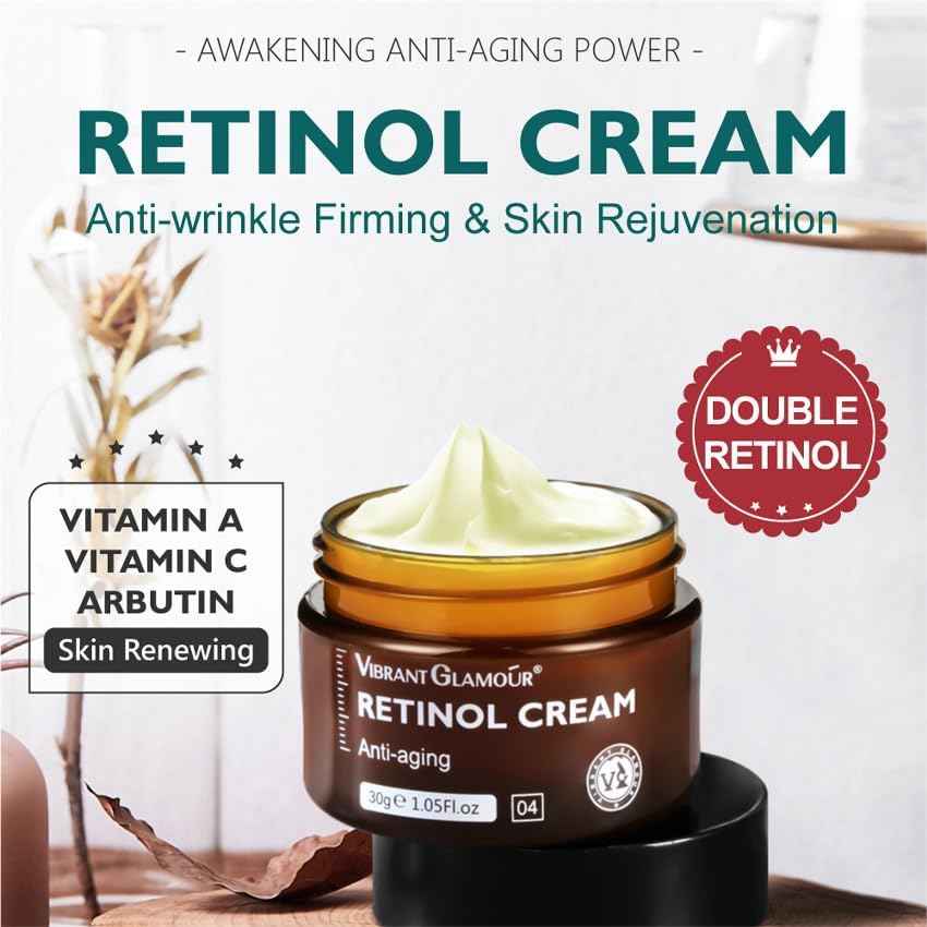 Retinol Anti Aging Face Cream & Essence, Vibrant Glamour Aging, Vibrant Glamour Retinol Cream Anti Aging, Vibrant Glamour Retinol Cream, Anti-aging Firming Serum, (Cream), 3.0 Ounce (3 PCS)