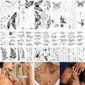 Temporary Tattoos for Women - 25 Waterproof Designs Rose Hummingbird