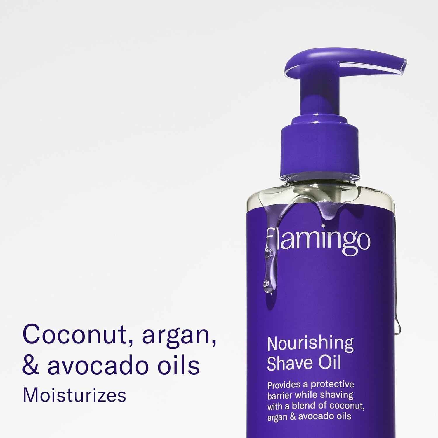 Flamingo 3-Step Shaving Set for Women - Smoothing Prep Scrub, Nourishing Shave Oil, and Soothing Post Shaving Serum - Glow Shave Collection