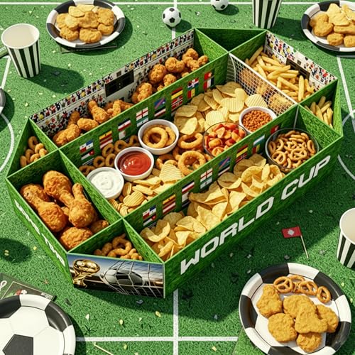 Soccer Field Snack Tray – 9-Compartment Serving Platter for Party
