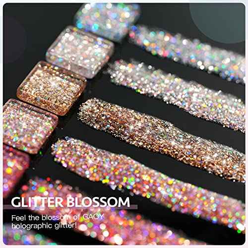GAOY Glitter Gel Nail Polish Set, 6 Colors Including Pink White Gold Purple for Nail Art DIY Manicure and Pedicure at Home
