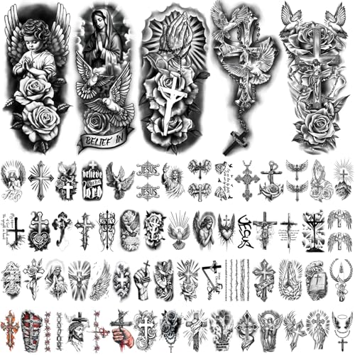 Christian Temporary Tattoos - 77 Sheets Religious Jesus Christ Cross