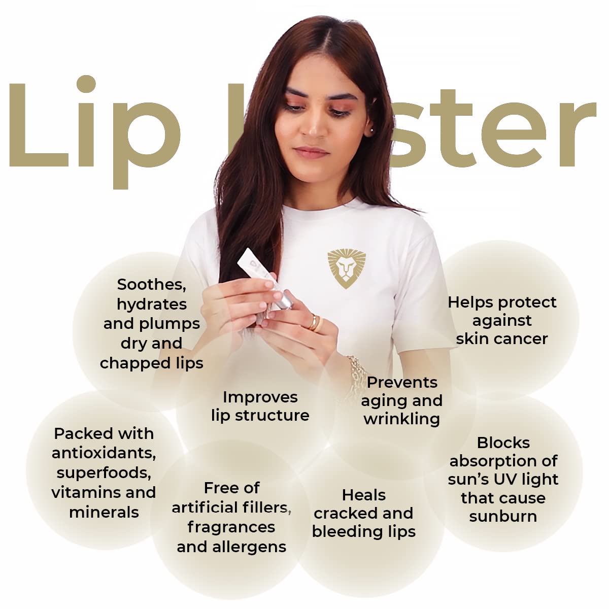 Leovard Lip Luster Hyaluronic Acid Lip Hydrating Lip Serum Balm - Organic Natural Lip Hydrating Treatment, Moisturizing Lip Serum, Reduce Dryness Lip Lines Lip Enhancer For Fuller Plump Lips (1 Pack)