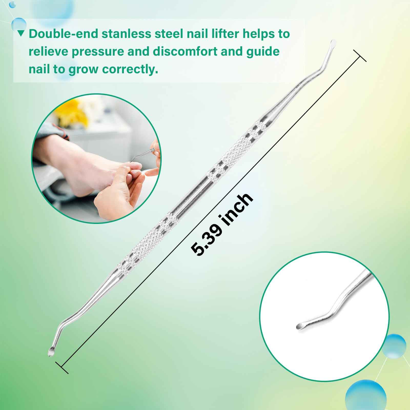 Ingrown Toenail Treatment - Ingrown Toenail Softener Drops,Toenail Lifter,Nail Patches,Best Ingrown Toenail Treatment Kit at Home for Easy Trim Thick Toe Nails Cleaner Tool Kit (Green)