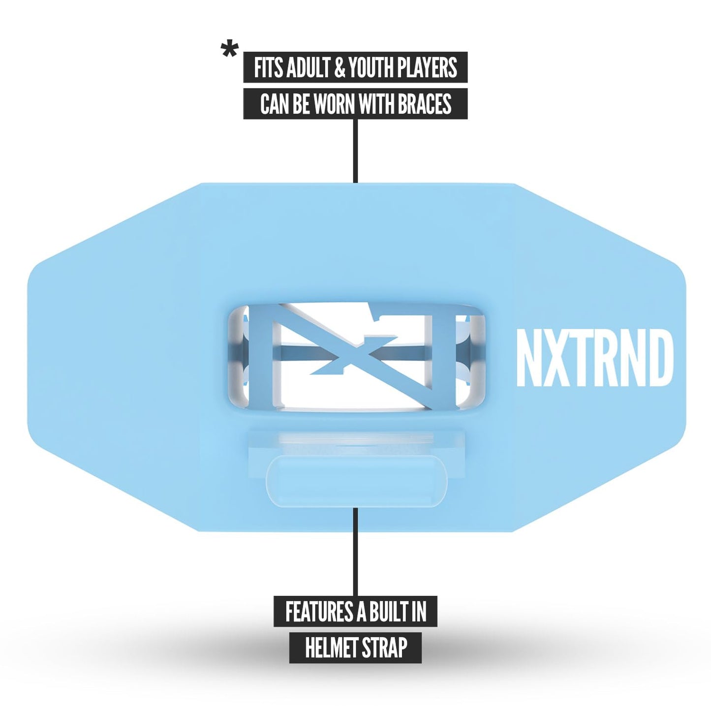 Nxtrnd Two Football Mouth Guard, Football Mouthpiece with Strap, Fits Adult & Youth (Columbia Blue)