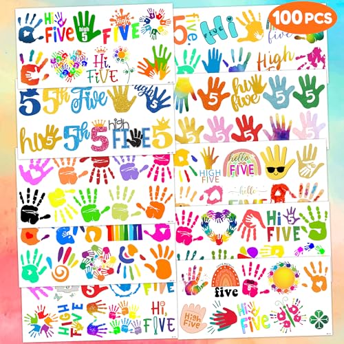 Hi Five Temporary Tattoos 5th Birthday Party Favors 100 PCS