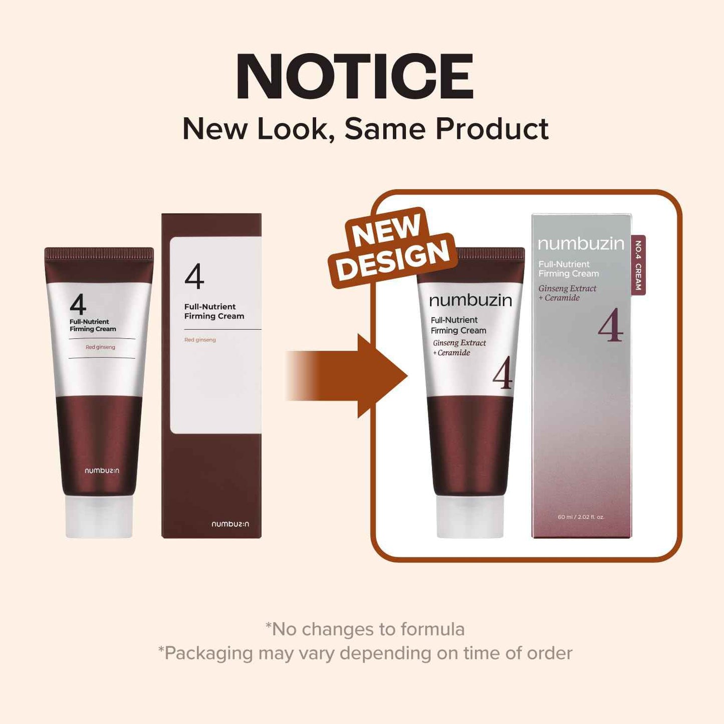 numbuzin No.4 Cream | Full-Nutrient Firming Cream | Skin Elasticity, Wrinkle Care, Anti-aging, Deeply Nourishing, Hydration | Red Ginseng, Panthenol, Niacinamide, Bifida | 2.02 fl. oz.