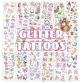 300+ Glitter Temporary Tattoos for Kids - 30 Sheets
