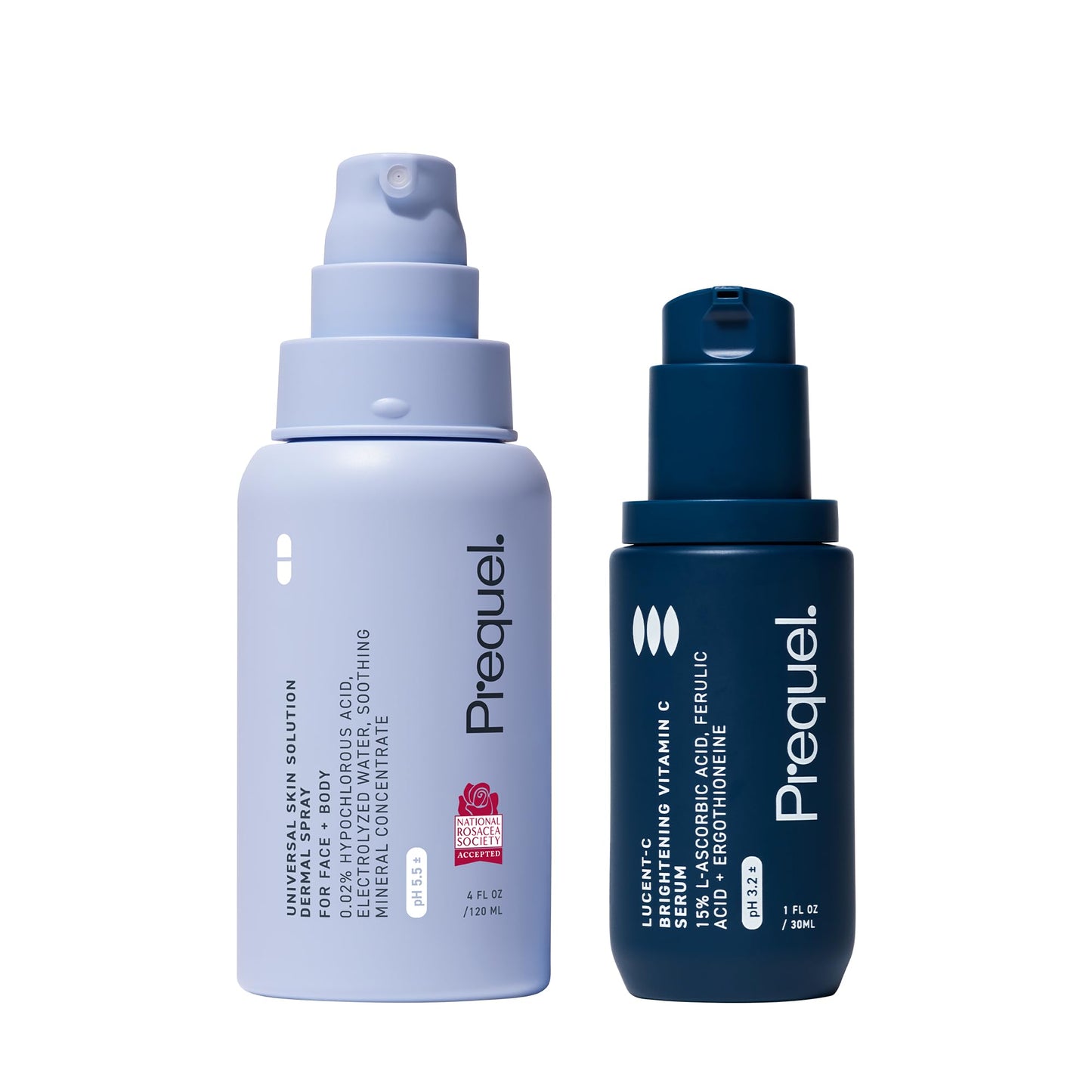 Prequel Lucent-C Vitamin C Serum with 15% L-Ascorbic Acid and Ferulic Acid, and Barrier Boost Moisturizer with Ceramides and Peptides Bundle