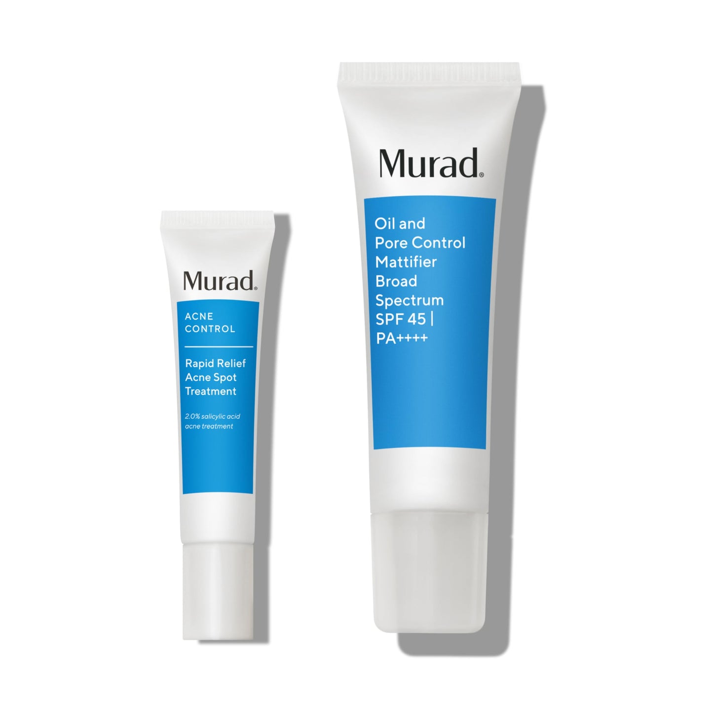 Murad Acne Solutions Value Set - 2-Piece Full Size Set ($75 Value) - Acne Fighting Skincare Set - Oil and Pore Control Mattifier SPF 45 1.7Fl Oz, Rapid Relief Acne Spot Treatment 0.5Fl Oz