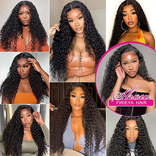 FIRIEYA Deep Wave Lace Front Wigs Human Hair 180% Density 18 Inch