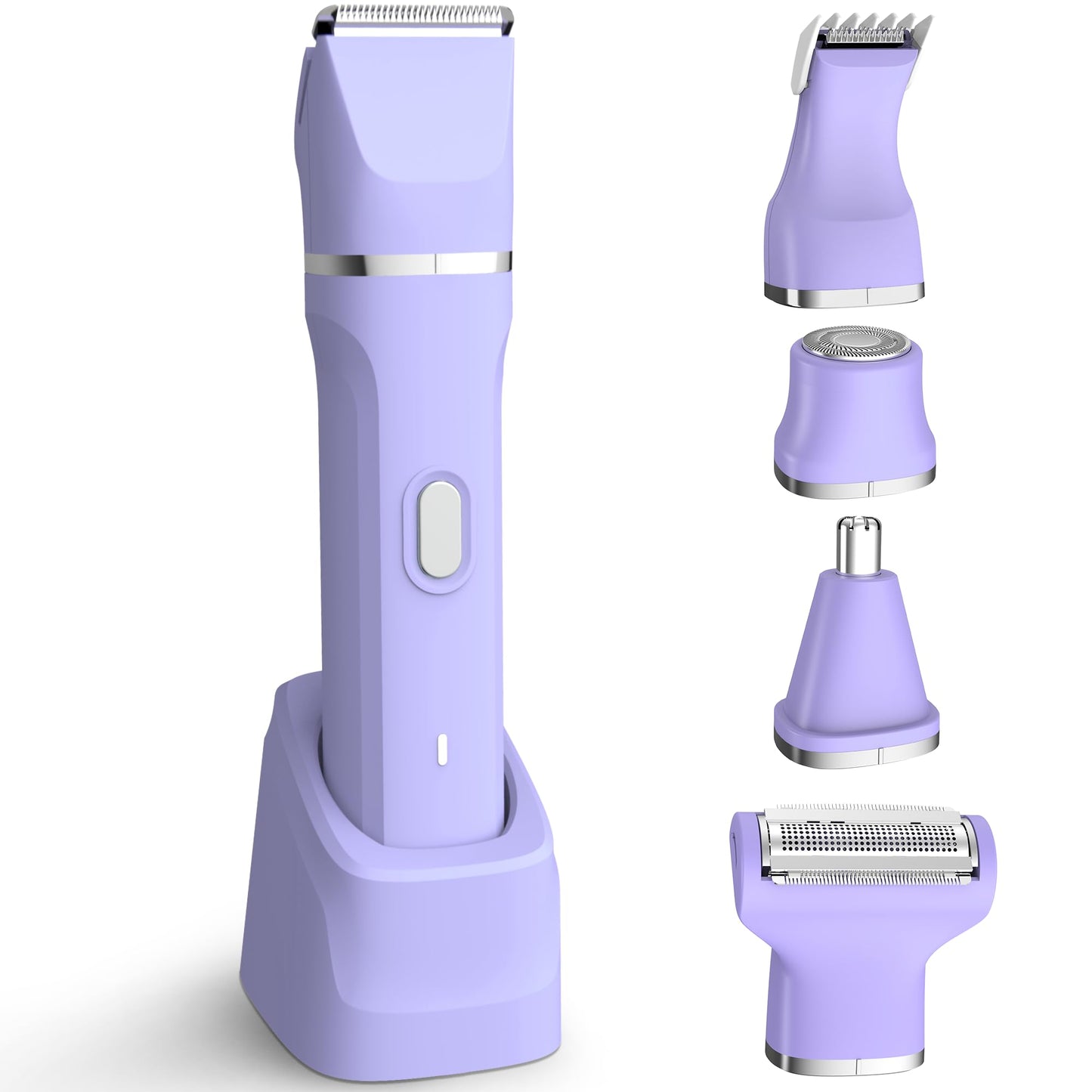 KINGTEE 5-in-1 Electric Bikini Trimmer for Women – IPX7 Waterproof Shaver, Cordless Body & Facial Razors for Women, Ceramic Blades, USB-C Rechargeable, Painless Hair Removal Kit (Purple)
