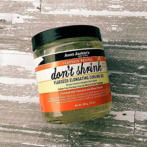 Aunt Jackie's Flaxseed Recipes Don't Shrink Elongating Hair Curling Gel for Natural Curls, Coils and Waves, Helps Prevent Dryness and Flaking, 15 oz