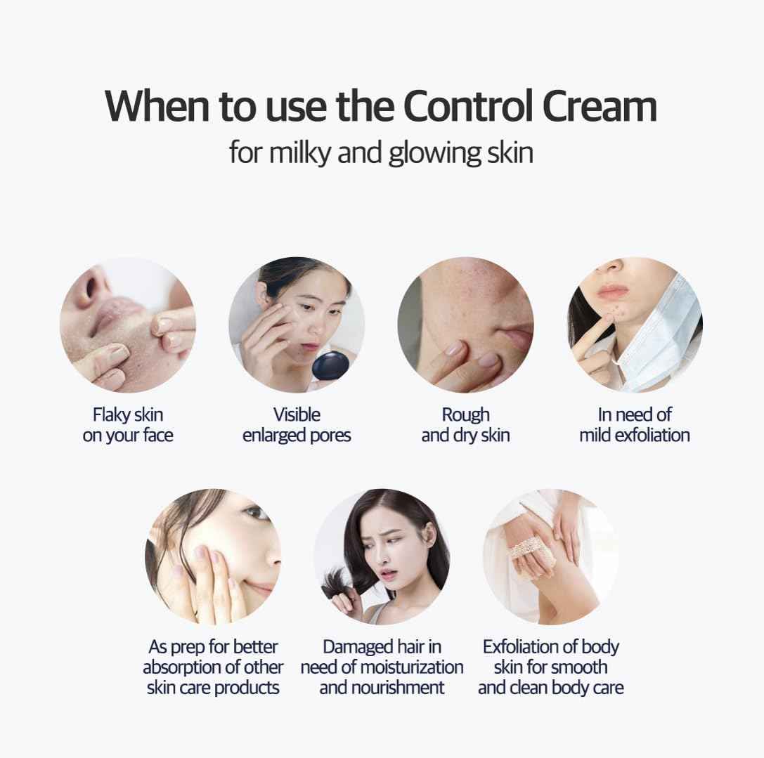 CHARMZONE Control Cream | Korean Face & Body Massage Cream for Gentle Exfoliation, Sebum & Pore Care, Deep Hydration, Smooth Radiant Skin, Professional K-Beauty Self-Massage | 5.07 oz