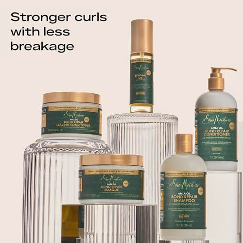 SheaMoisture Bond Repair Shampoo, Conditioner, Leave-In, & Oil 4 Pk Alma Oil to Strengthen Hair with Restorative HydroPlex Infusion
