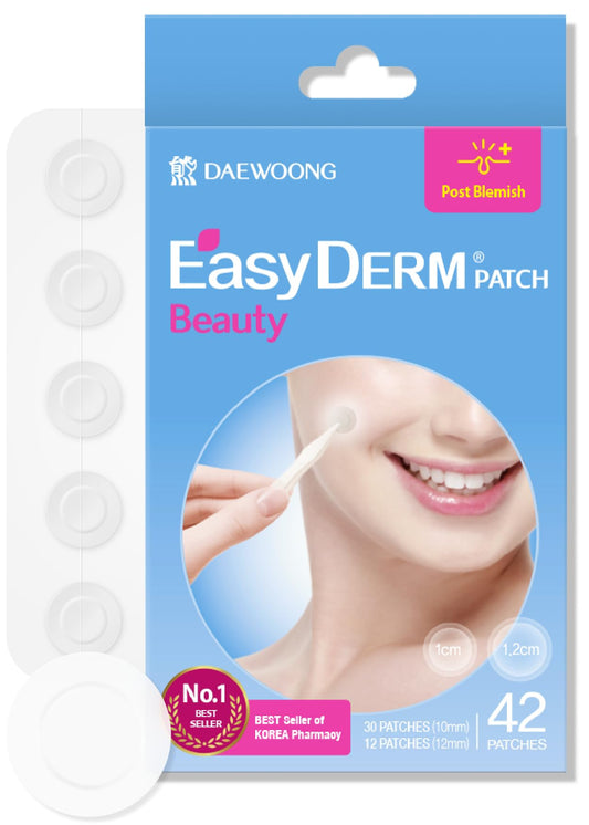 EasyDerm Beauty Patch(42 Counts) - 100% Hydrocolloid Pimple Patch for Zit Spot Care, K-beauty, Daewoong Pharmaceutical