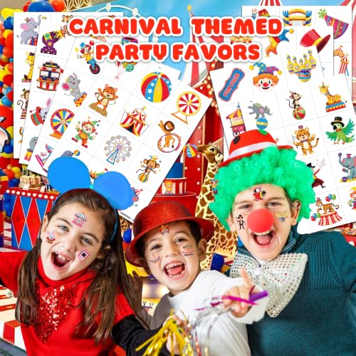 120 PCS Carnival Circus Temporary Tattoos for Kids
