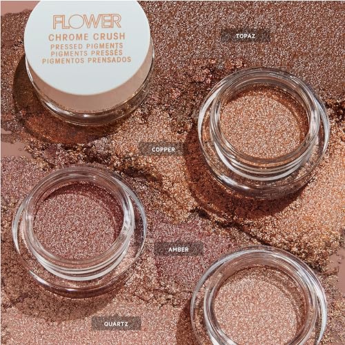 FLOWER BEAUTY By Drew Barrymore Chrome Crush Eyeshadow - Gel Powder + Buildable Formula - Shimmer + Glitter - Eyeshadow Topper (Copper)
